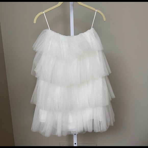 SELEZZA Ivy Tulle Mini Dress With Pleated Flounces - Picture 6 of 7